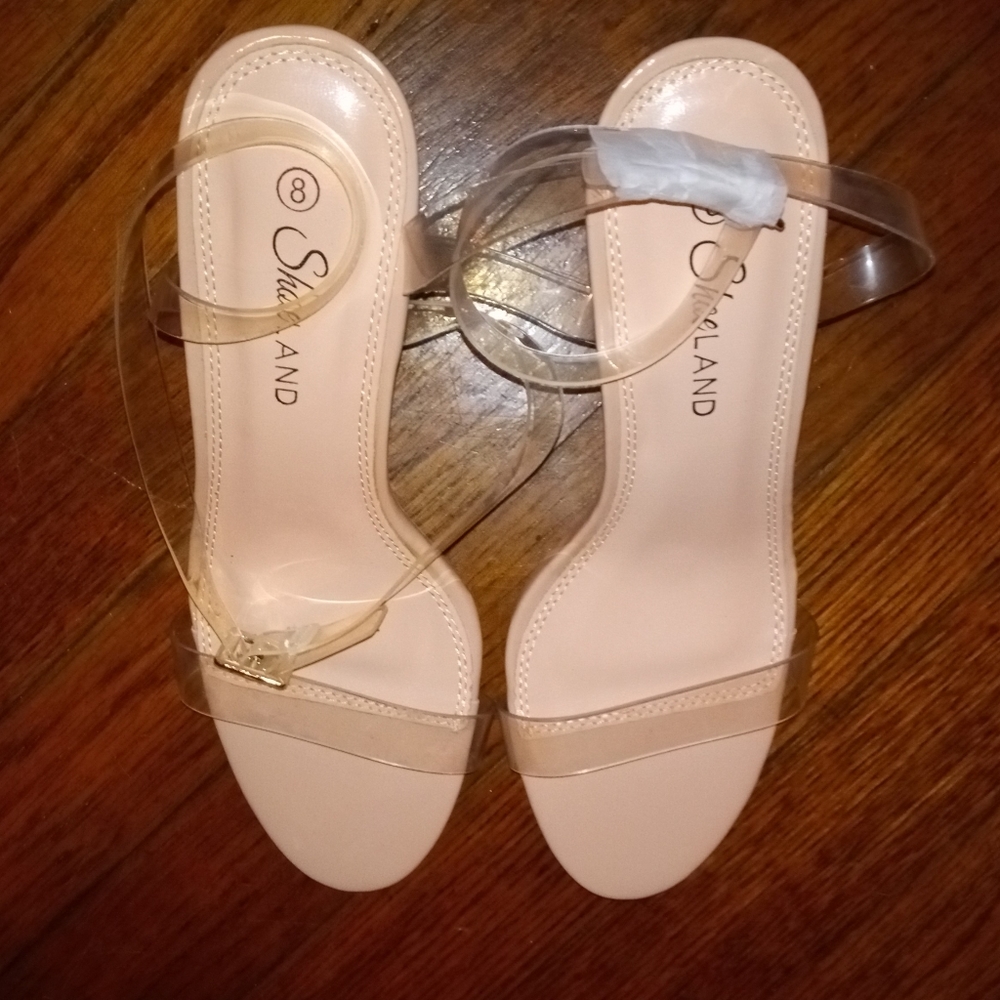 Women's ShoeLand Perspex Heel Ankle Strap Size 8